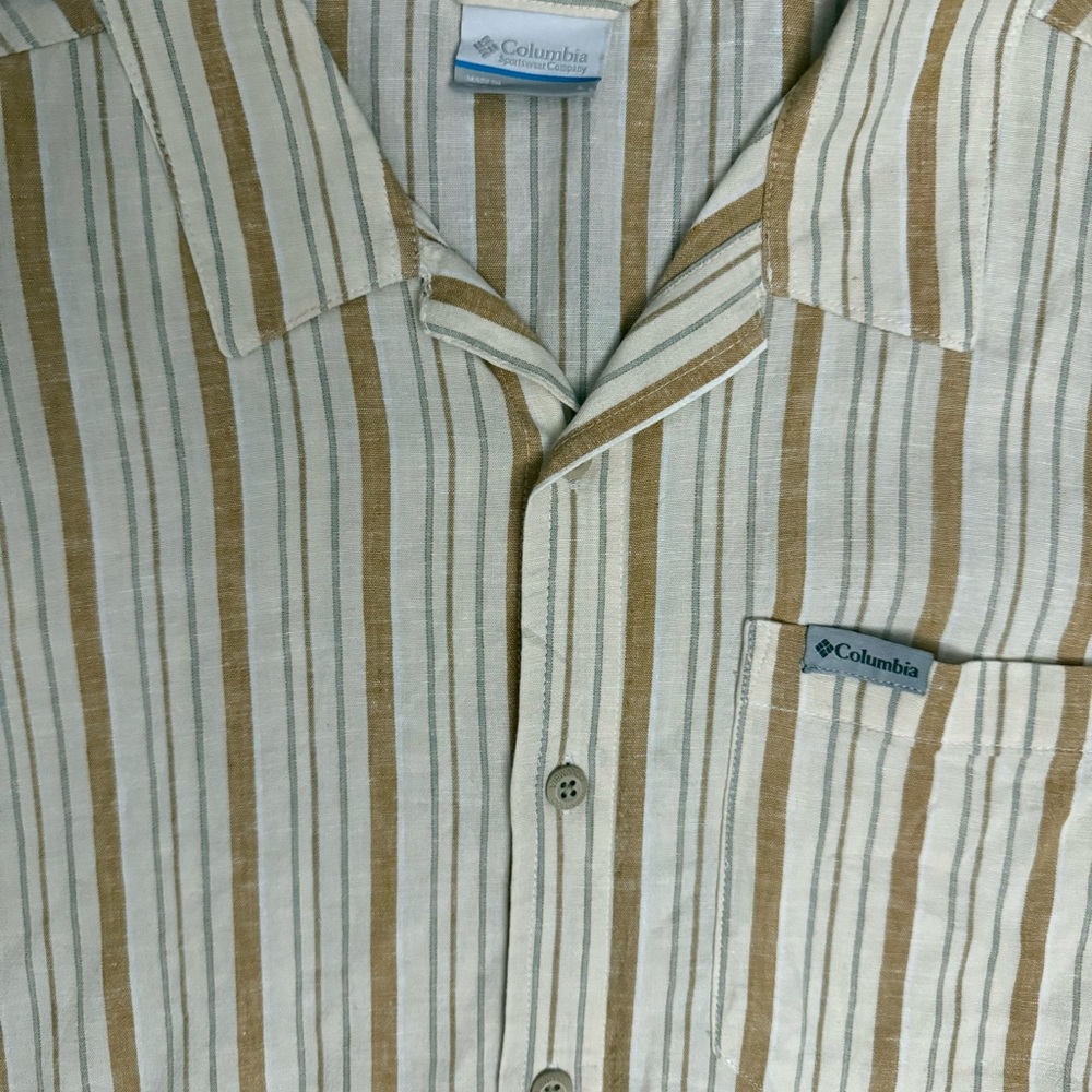 Columbia Tan and Brown Striped Men's Shirt - Picture 2 of 4